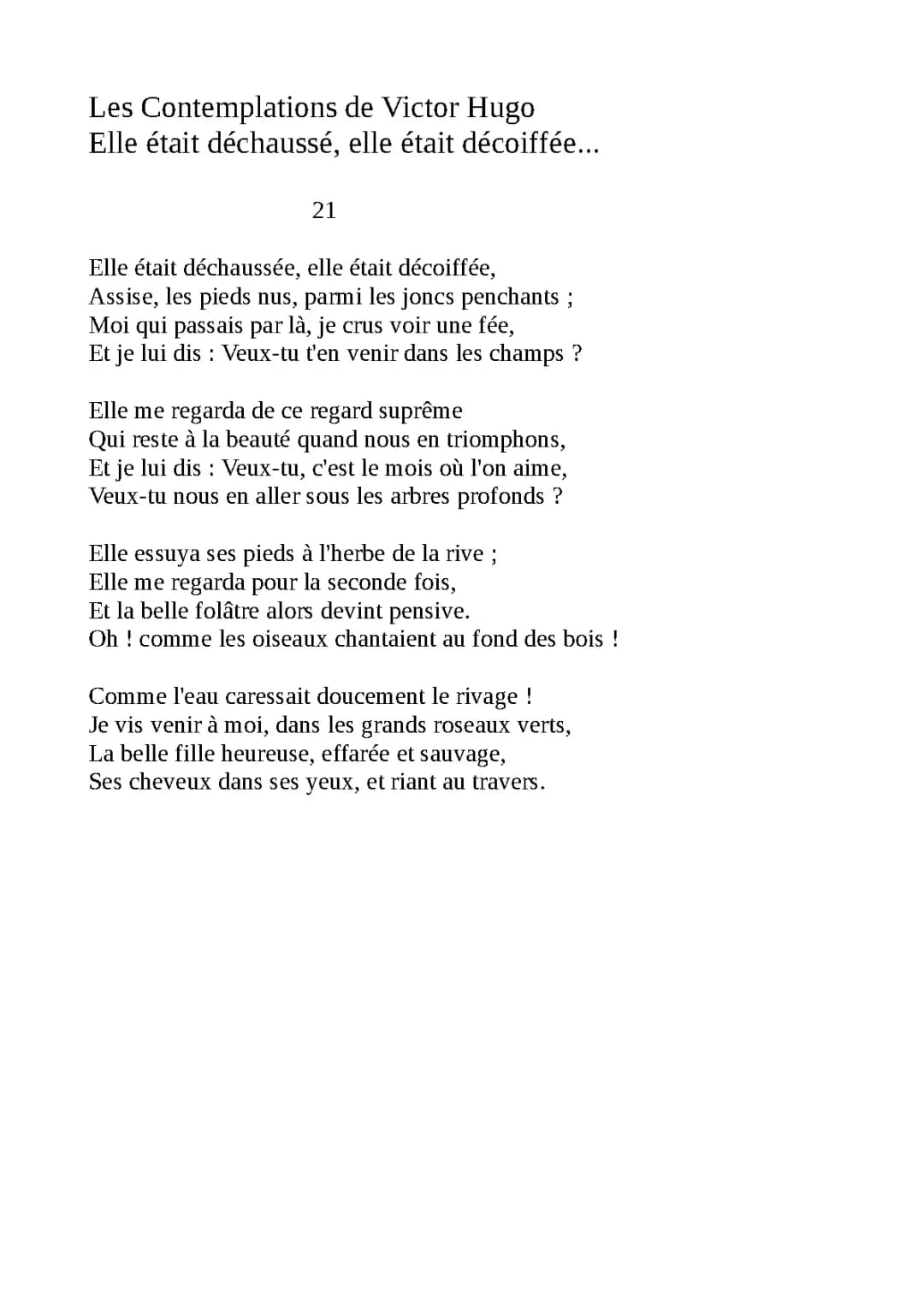 Analyse linéaire de "Elle était déchaussée" de Victor Hugo 