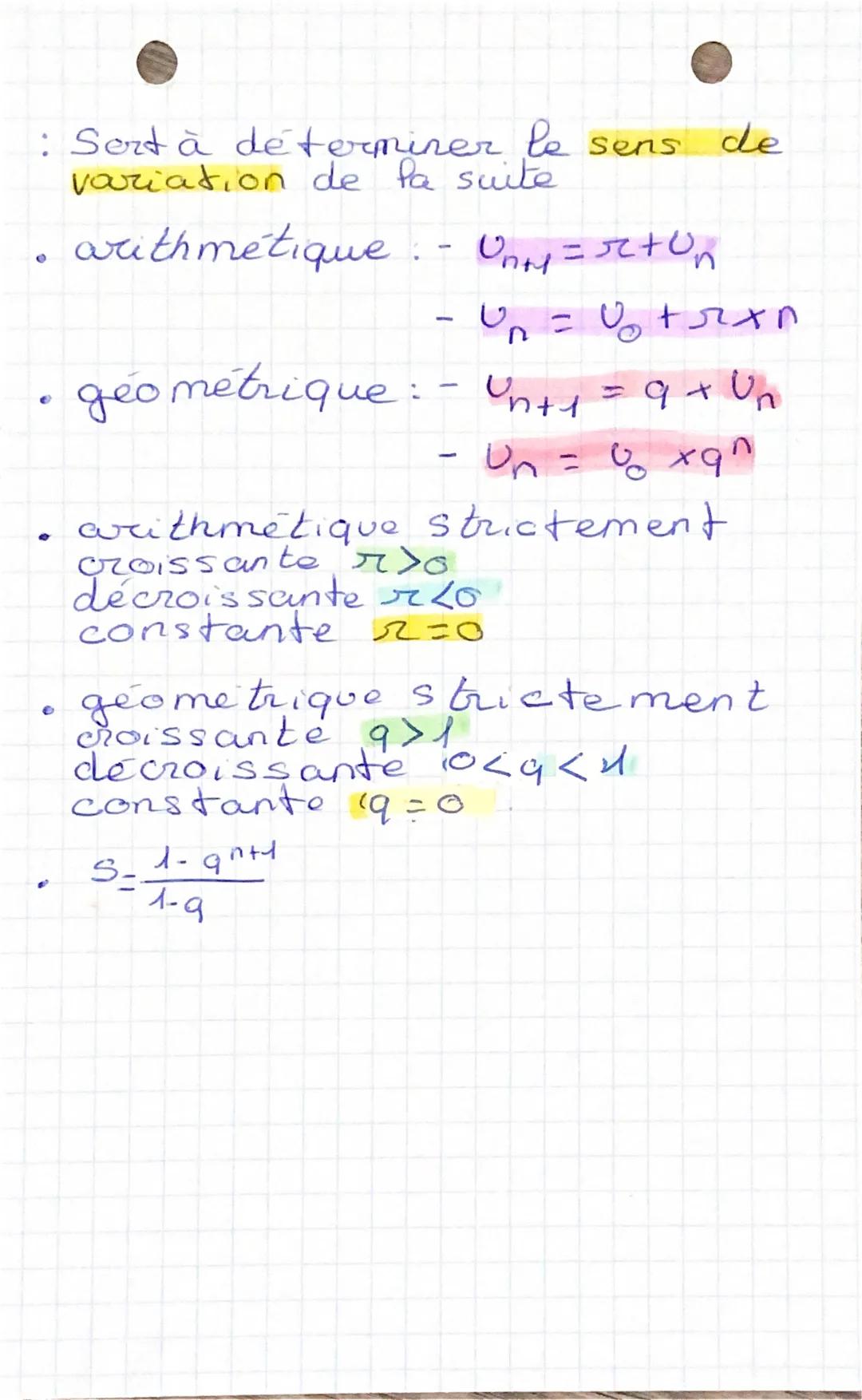●
3
O
Suites numériques.
Une suite v est une fonction définie
Sur IN (ou sur IN à partir d'un
entieri.S. DE IN on note Un son
image par u. L