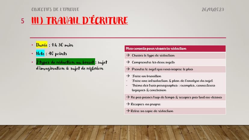 Futur
= verbes P
FRANÇAIS
Qui?
Aparlez
M
c'est
immediat
ne
pas
belle
M
***
nous
V
DÉROULEMENT
DE L'ÉPREUVE
DE FRANÇAIS
DU DNB
INTRODUCTION E