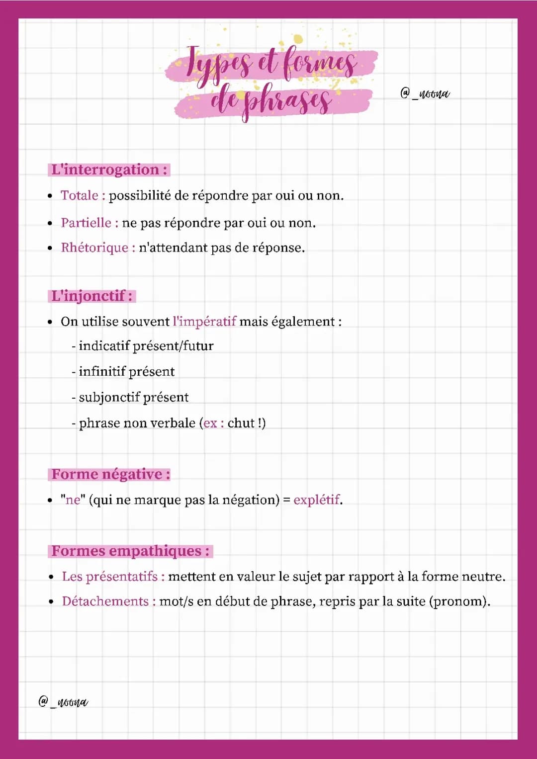 Types et formes de phrases 