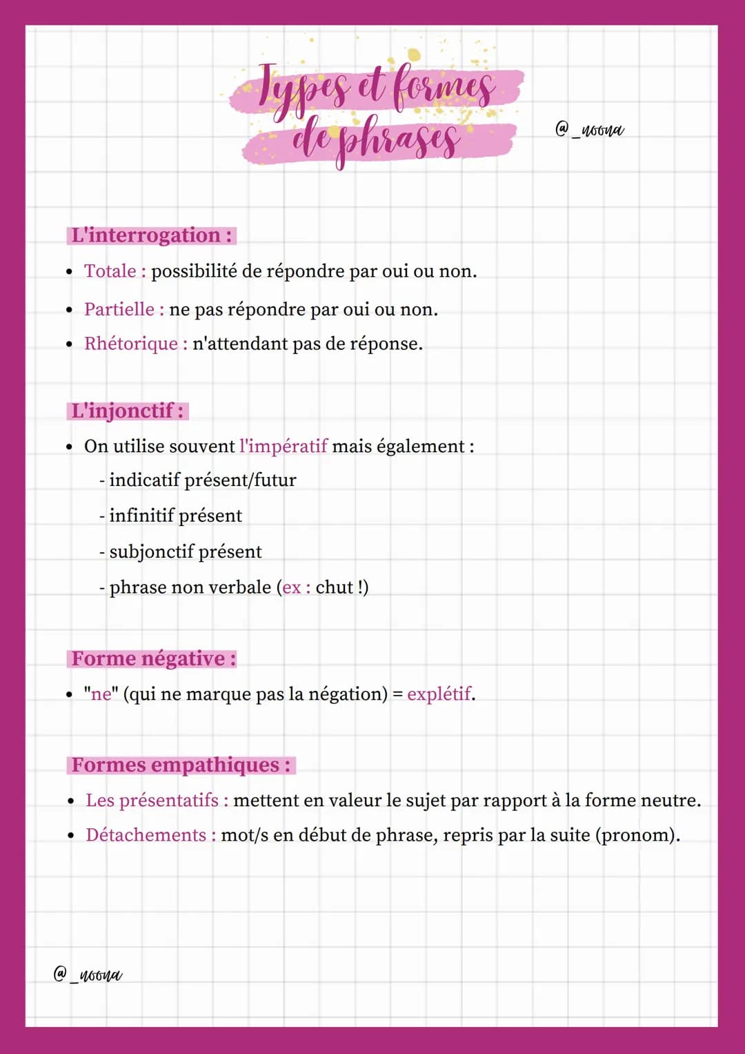 L'interrogation :
• Totale: possibilité de répondre par oui ou non.
• Partielle ne pas répondre par oui ou non.
Rhétorique n'attendant
pas d