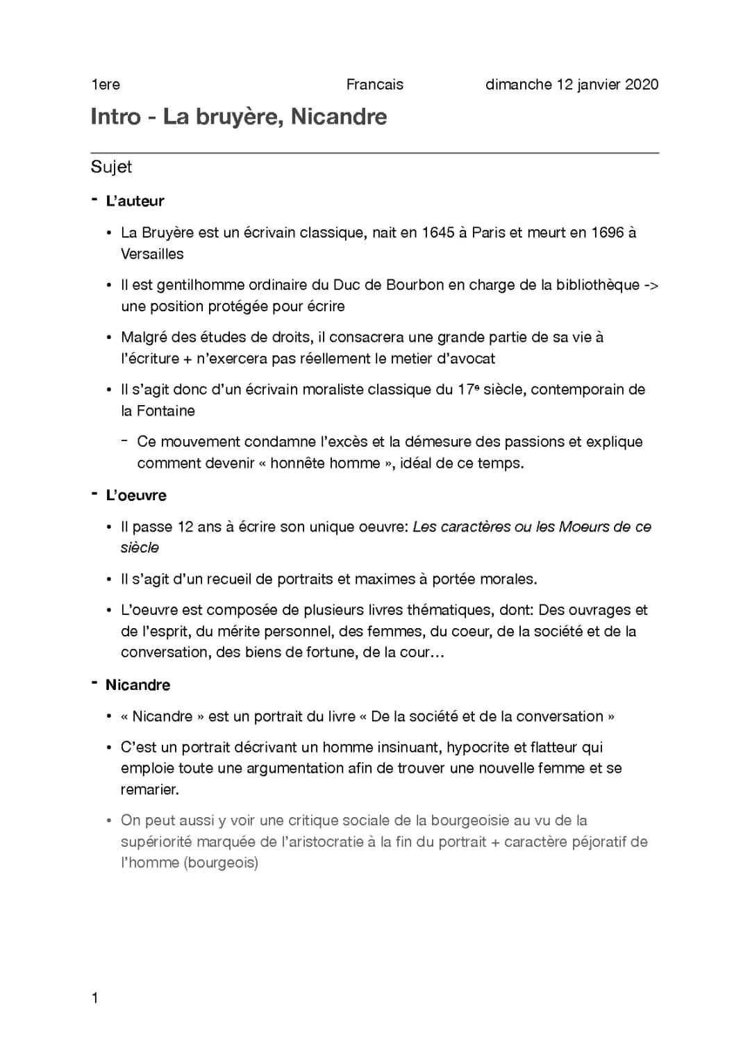 Découvrons La Bruyère et ses œuvres principales : Les Caractères et bien plus