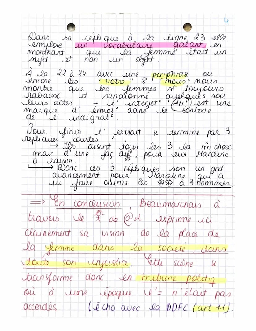 reponse
LECTURE LINEAIRE 14: la révolte de Marceline, Le Mariage de Figaro, III, 16 (extrait),
BEAUMARCHAIS, 1784
BARTHOLO.
A Des fautes si 