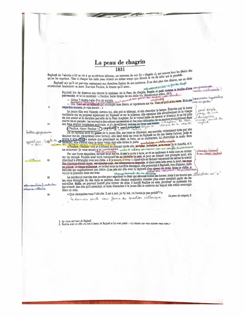 Lecture linéaire: La peau de chagrin, II, 1831
Introduction:
La peau de chagrin est un roman qui a été rédigé par Honoré de Balzac au 19ème

