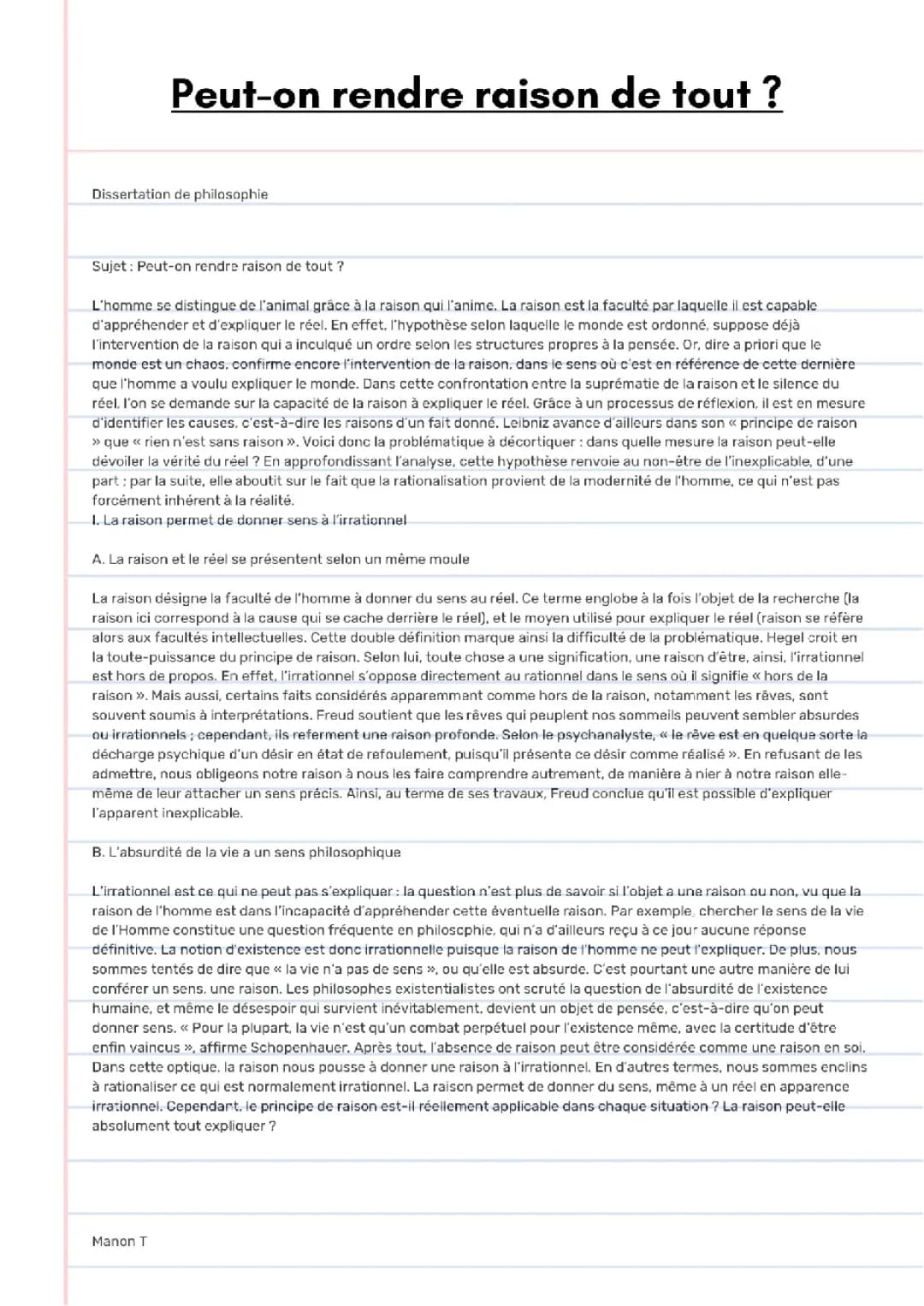 La Raison Peut-Elle Tout Expliquer? Dissertation Philo Corrigé