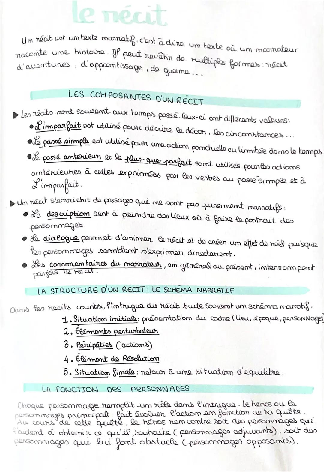le récit
Um récit est um texte marnatif, c'est à dire um texte où um marnateur
raconte ume histoire. JP peut revêtin de multiples formes: ré