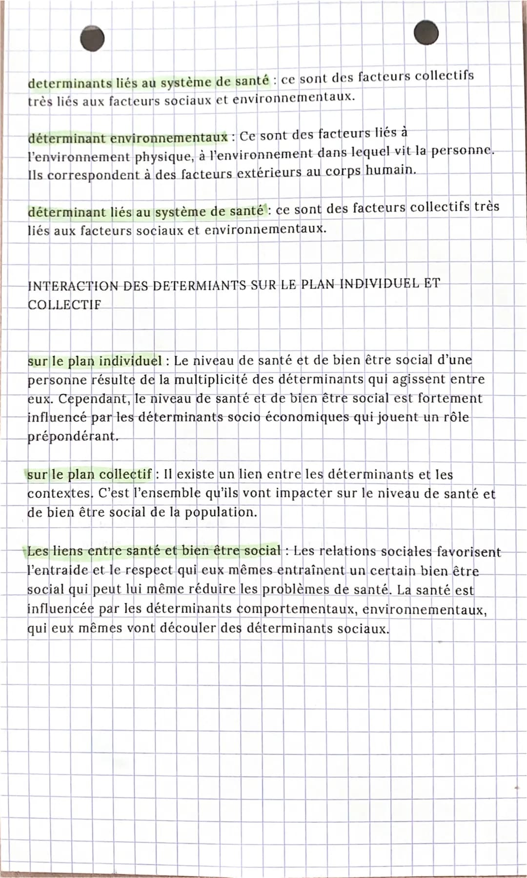 T5 Les déterminants
DEFINTION
notion de santé : la santé est un état précaire, car elle évolue constamment
dans le temps. C'est un état dyna