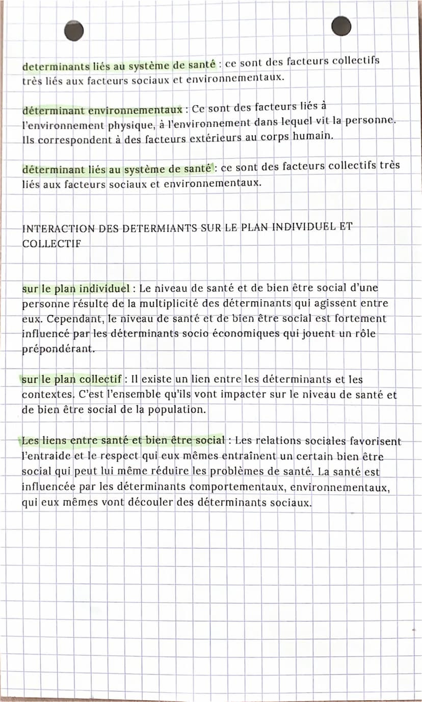 T5 Les déterminants
DEFINTION
notion de santé : la santé est un état précaire, car elle évolue constamment
dans le temps. C'est un état dyna