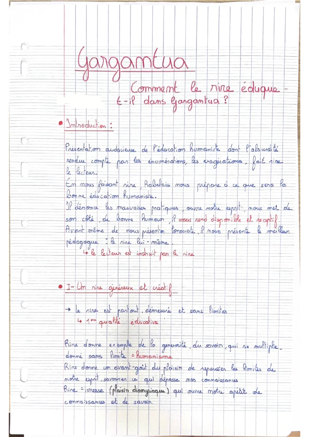 Dissertation Gargantua de Rabelais plan détaillé 