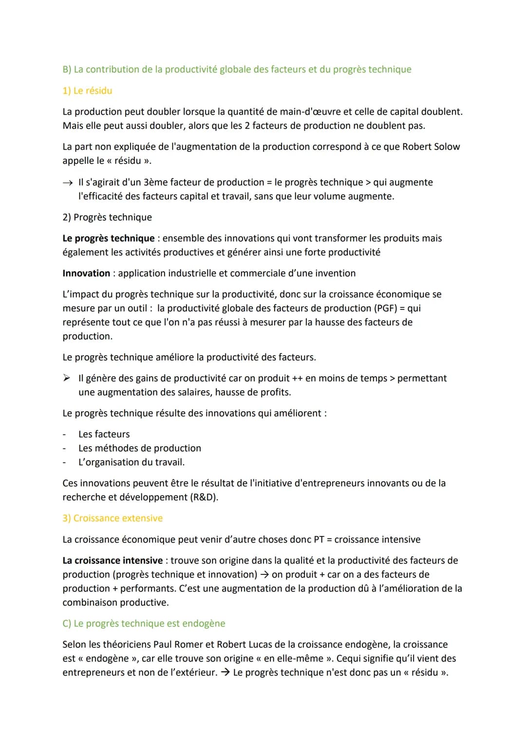 Eco Chapitre 1 : Quels sont les sources et les défis de
la croissance économique ?
DÉFINITIONS
La croissance: augmentation de la production 