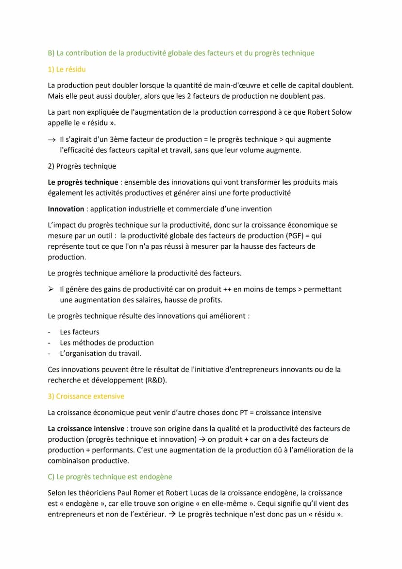 Eco Chapitre 1 : Quels sont les sources et les défis de
la croissance économique ?
DÉFINITIONS
La croissance: augmentation de la production 