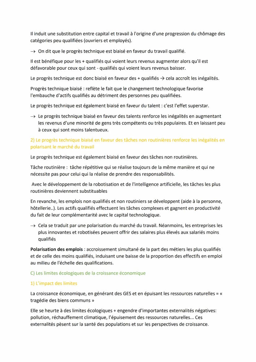 Eco Chapitre 1 : Quels sont les sources et les défis de
la croissance économique ?
DÉFINITIONS
La croissance: augmentation de la production 