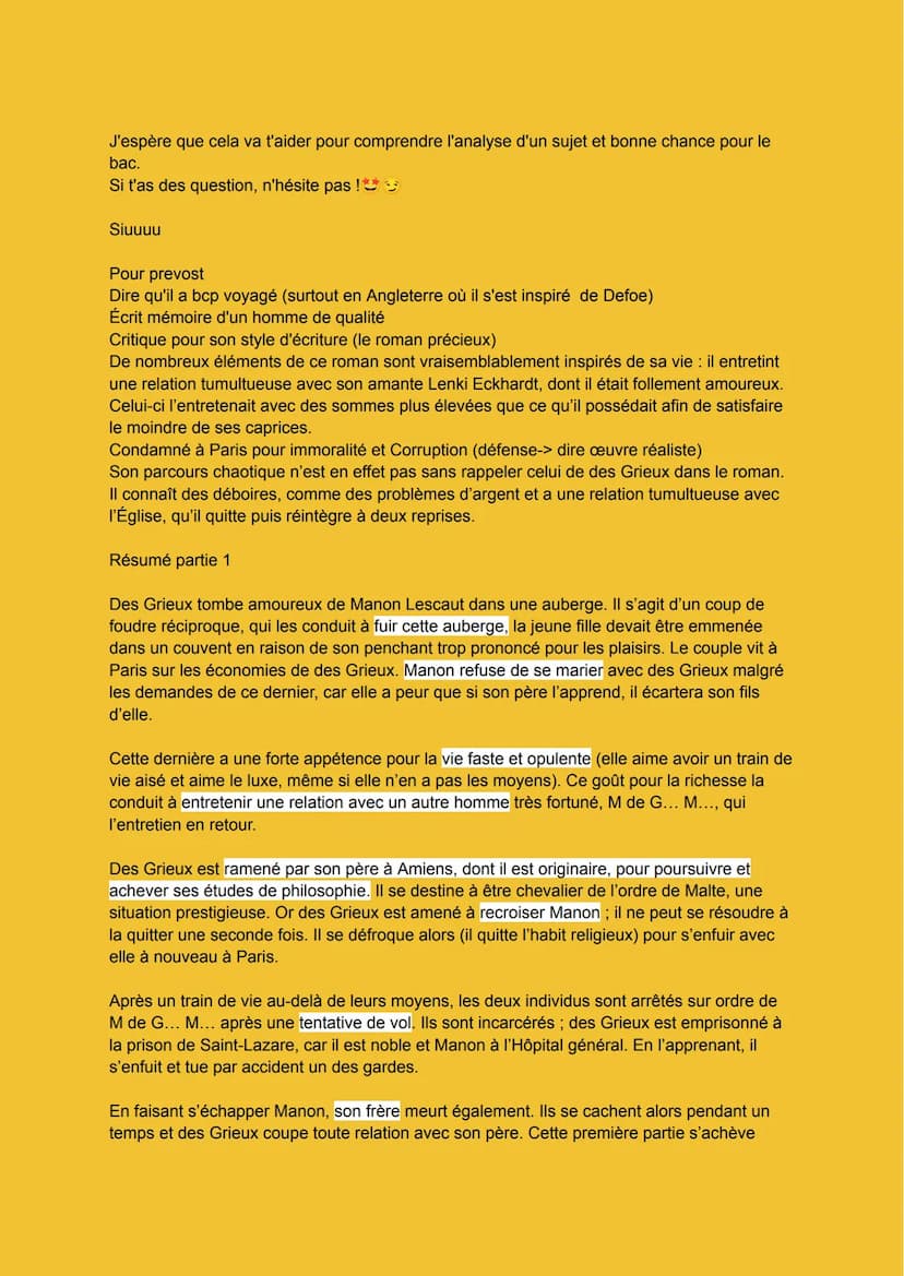 Dissertation Manon Lescaut
Personnage en marge et plaisir romanesque
Certes, Manon Lescaut présente une histoire avec des personnages en mar