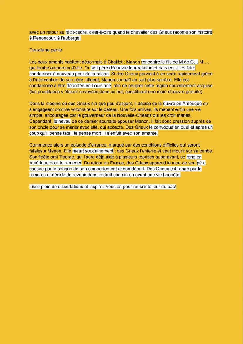 Dissertation Manon Lescaut
Personnage en marge et plaisir romanesque
Certes, Manon Lescaut présente une histoire avec des personnages en mar