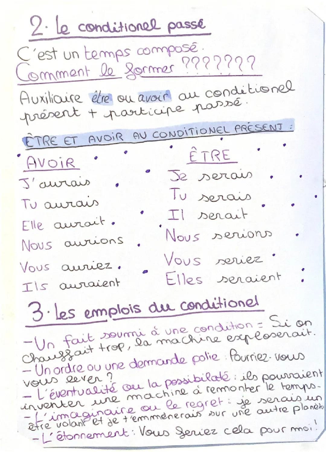 # ·F·R·A·N·Ç·A·I·S·

[Brevet blanc]

- Le conditionnel présent
- Le conditionnel passé
- les emplois du conditionnel

1. Le conditionnel pré