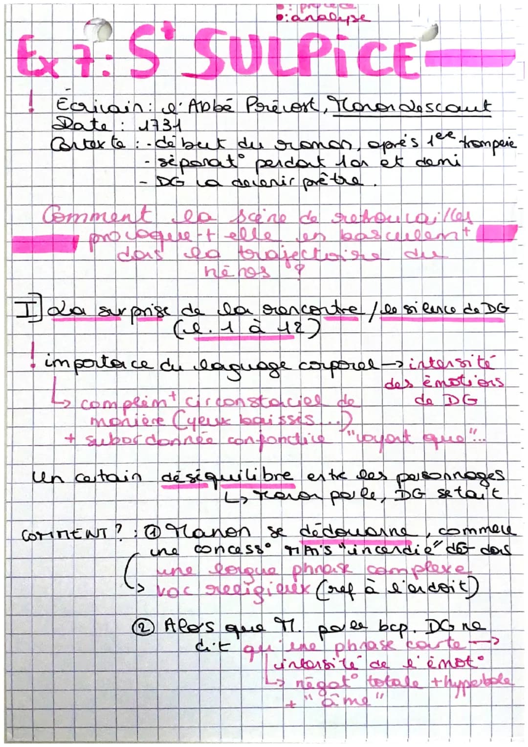 analyse
& 7. S' SULPICE
Carilain: I'Abbé Prévost, Monor descaut
Date: 173 1
Cortex to: - début du romas, opre's pee trompeie
·seporat perdor