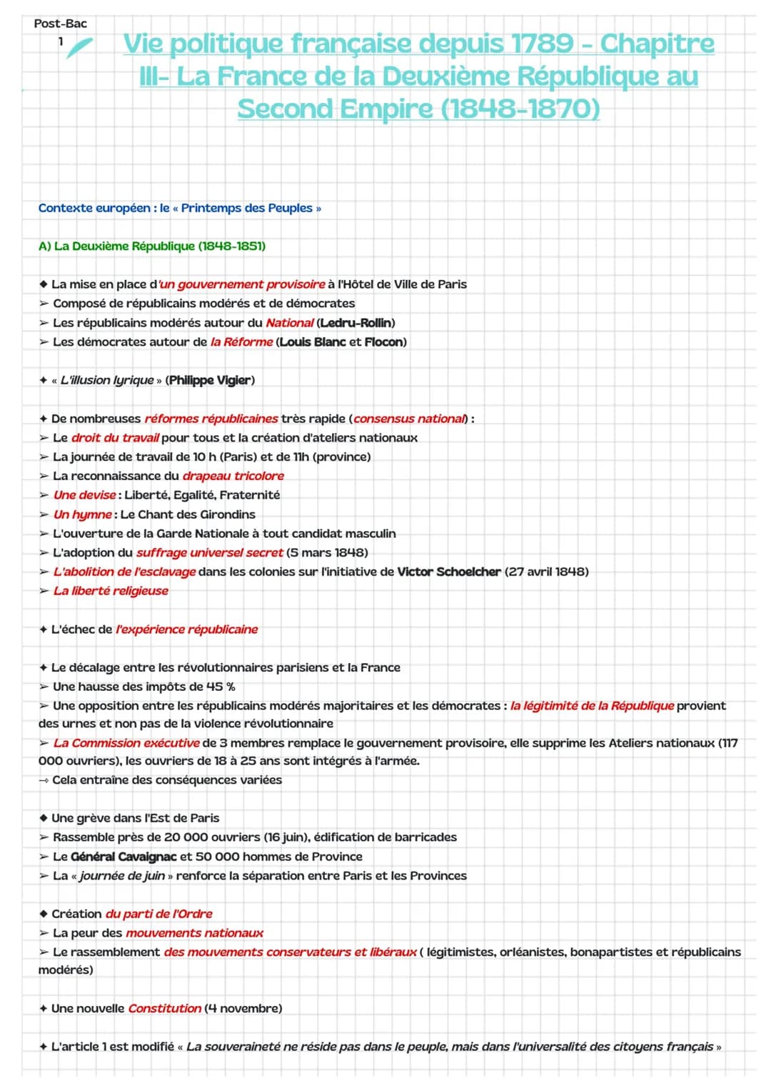 Post-Bac
1
Vie politique française depuis 1789 - Chapitre
III- La France de la Deuxième République au
Second Empire (1848-1870)
Contexte eur