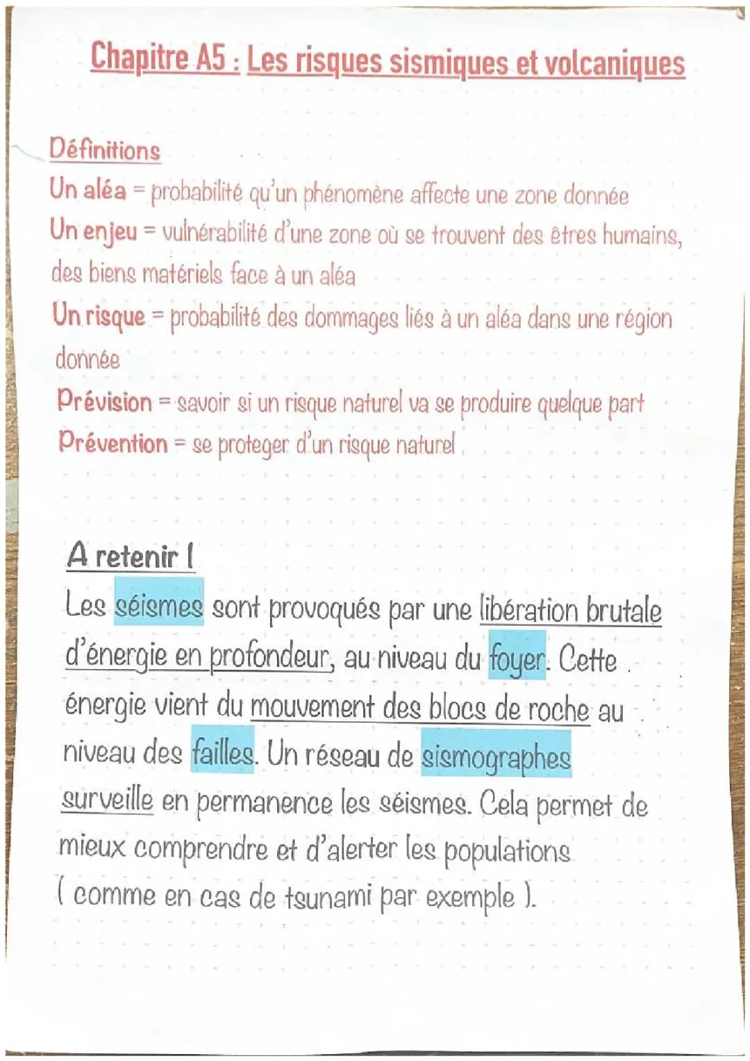 Les risques sismiques et volcaniques SVT 4ème: Évaluation, DM et Exposé