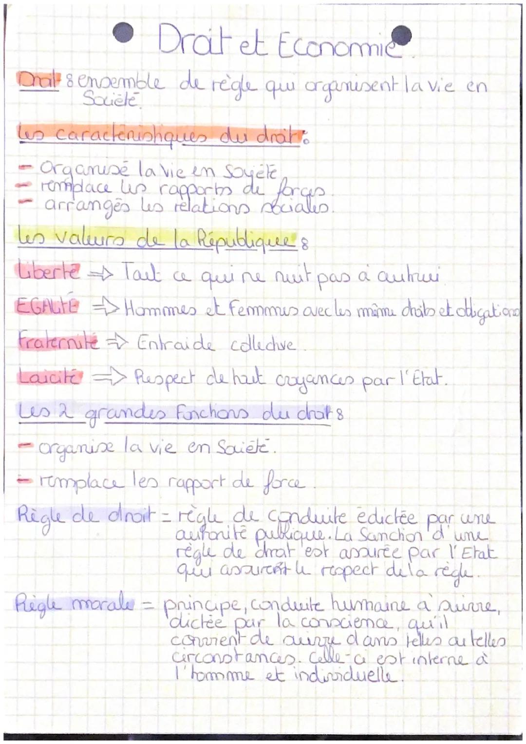 # Droit et Economie.

Drat & ensemble de règle qui organisent la vie en
Société

Les caracteristiques du drat:

- Organisé la vie en Soyete
