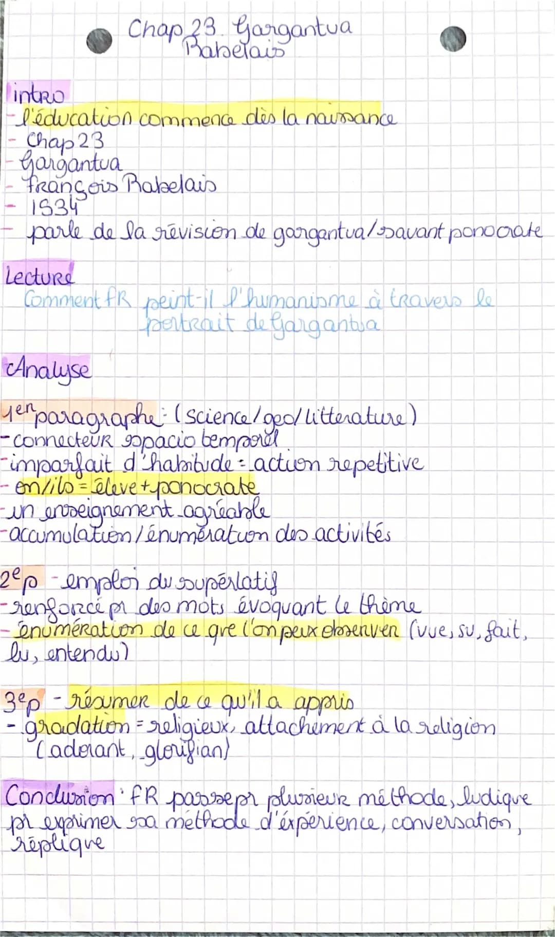 Gargantua Chapitre 23 Analyse Linéaire PDF et Résumé