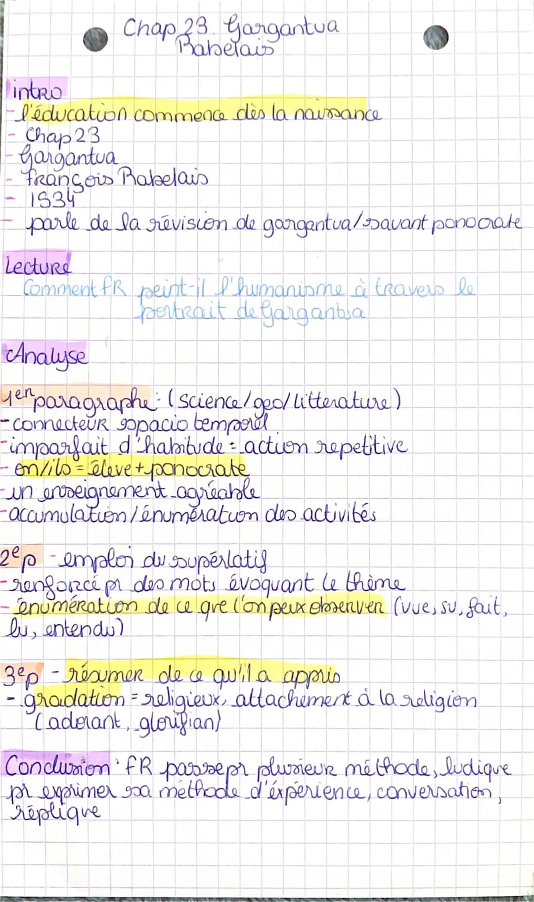 Chap 23 Gargantua
Babelais
intro
-l'éducation commence dès la naissance
Chap 23
Gargantua
François Rabelais
1534
parle de la révision de gar