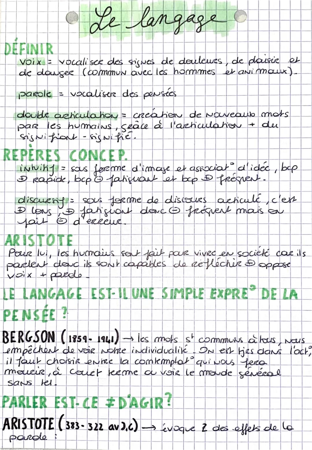 Le langage
DEFINIR
voix = vocaliser des signes de doulewes, de plaisir et
de dowser (commun avec les hommes et animaux).
parole = vocaliser 