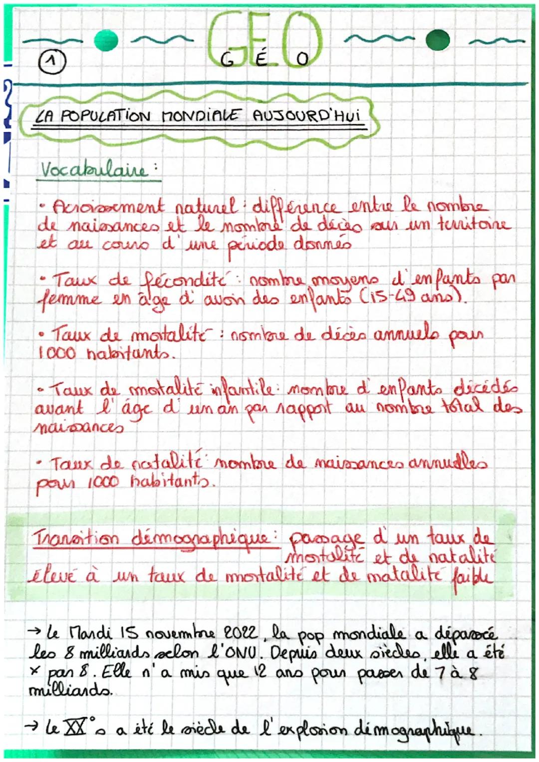# A

GÉO

LA POPULATION MONDIALE AUJOURD'HUI

Vocabulaire:

*   Acroissement naturel différence entre le nombre
de naissances et le nombre d