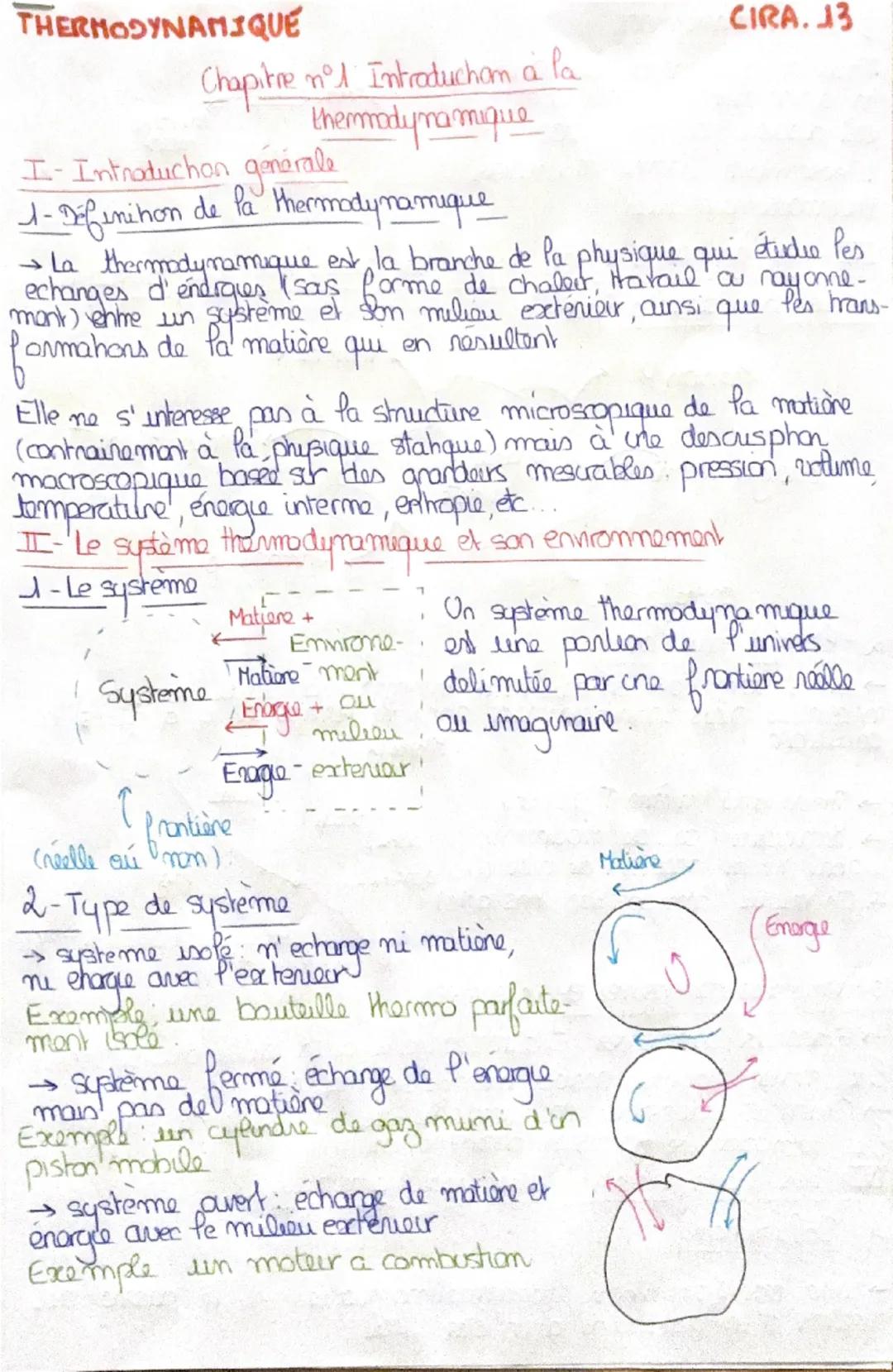 THERMODYNAMIQUE

CIRA. 13

Chapitre n°1 Introduchom a la
thermodynamique

I-Intraduchon generale

1-Défenihon de la thermodynamique

→ La th
