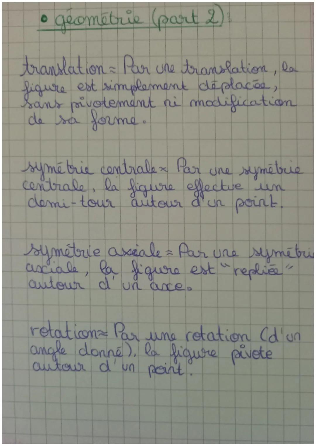 M
9
géométrie
-symétrie axiale
M
4
-symétrie centrale demi-tour
M
H
-translation
M symétrique axiale
par rapport a (A)
de M²₂
M
symétrique
c
