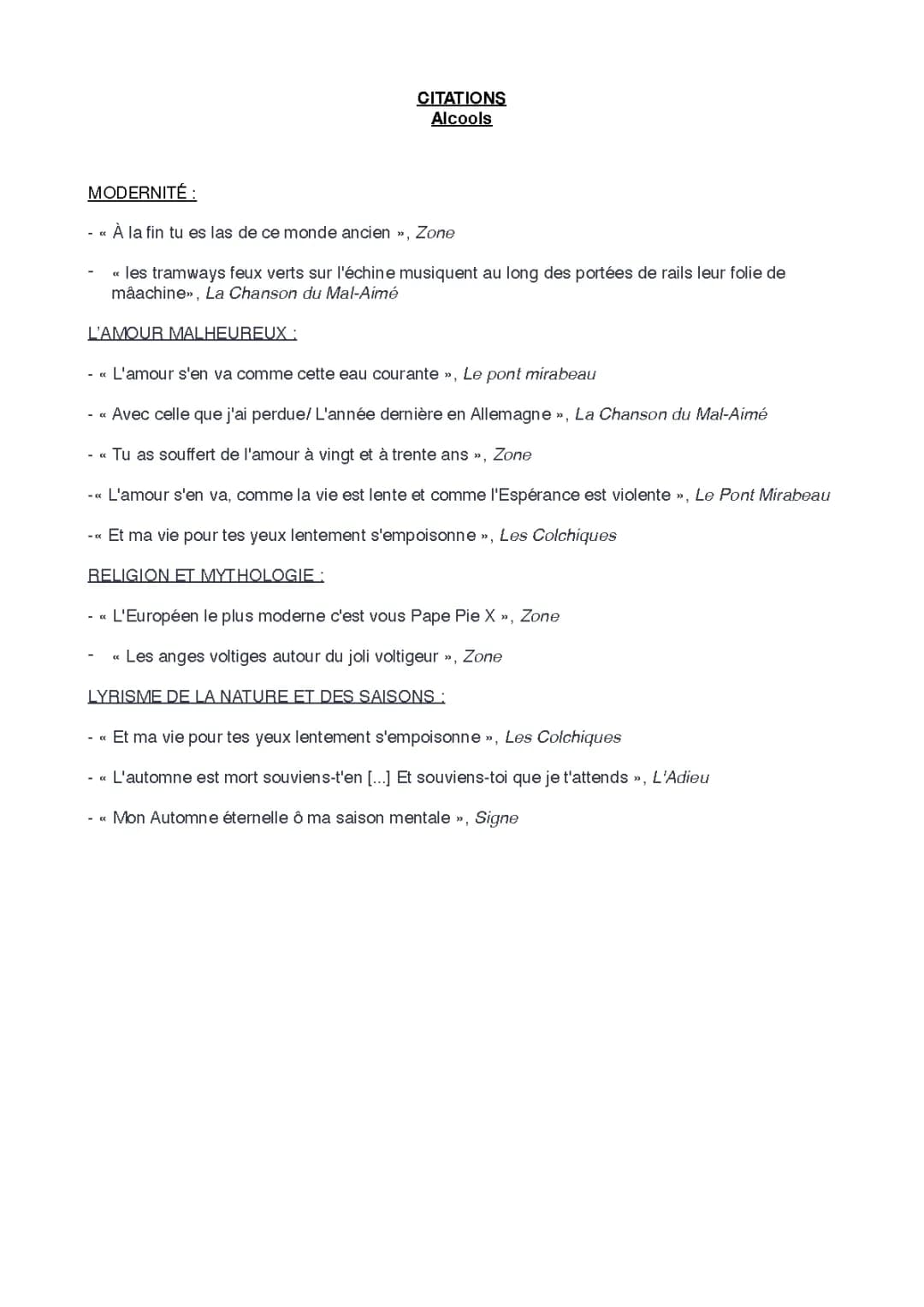 Citation Apollinaire Alcools - Amour, Modernité et Poèmes à Retenir
