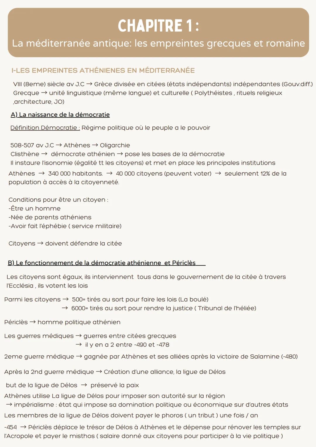 CHAPITRE 1:
La méditerranée antique: les empreintes grecques et romaine
I-LES EMPREINTES ATHÉNIENES EN MÉDITERRANÉE
VIII (8eme) siècle av J.