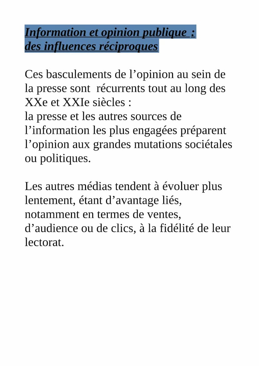 L'information dépendante
de l'opinion?
La loi et l'information
La première question qui se pose, même
dans un système démocratique, est la
q