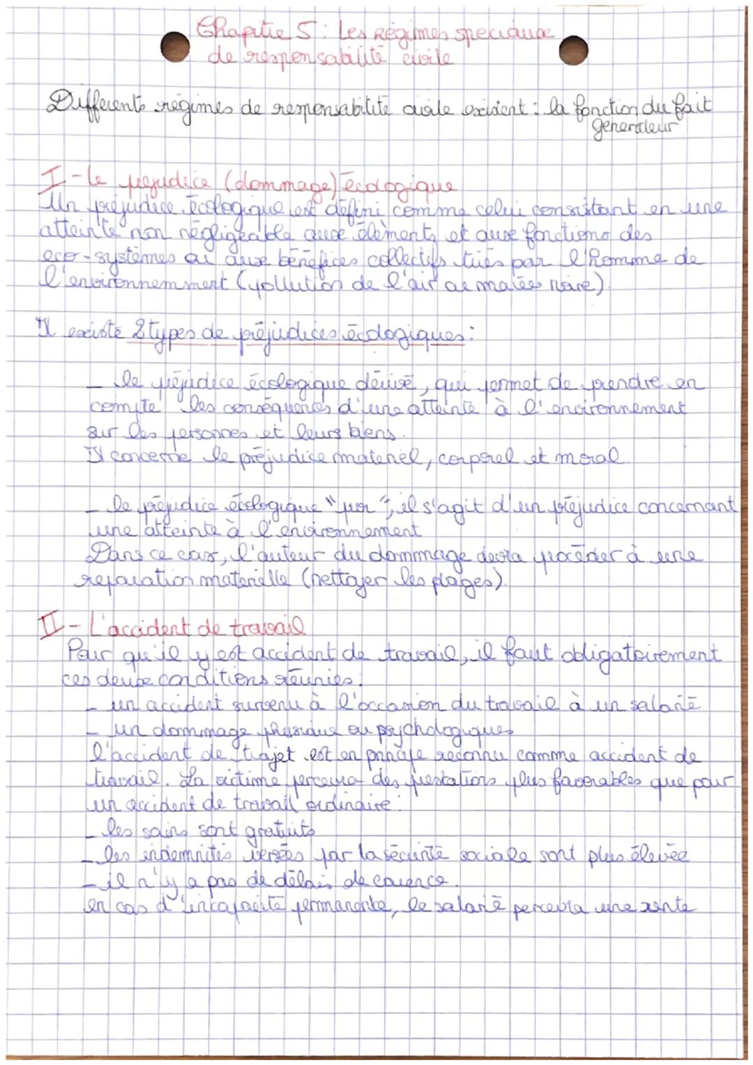 # Chapitre 5: Les Régimes specialuse
de responsabilité civile

Differents regimes de responsabilite cuile esxivent : la fonction du fait
gen