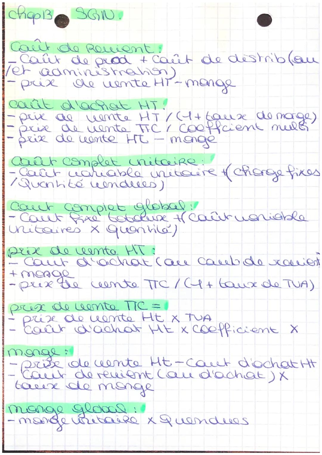 Chop B SGIN.

Caût de Revient:
- Caût de prod & Caût de destrib(au
/et administration)
- prise de vente Hi-mange

caût d'acfiat HT.
- prie d