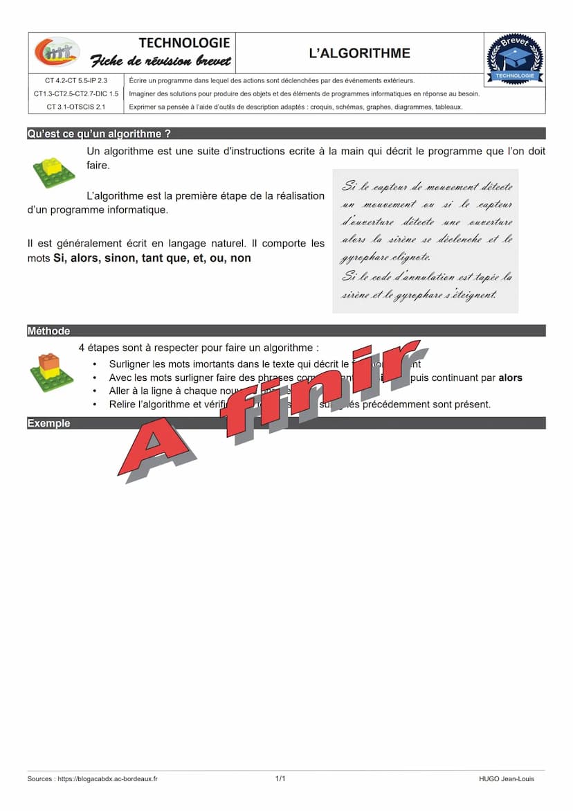 TECHNOLOGIE
STRUCTURE D'UN SYSTÈME
HT Fiche de révision brevet CHAÎNE D'ÉNERGIE - CHAÎNE D'INFORMATION
CS1.6- MSOST1.3
Energie
Représentatio
