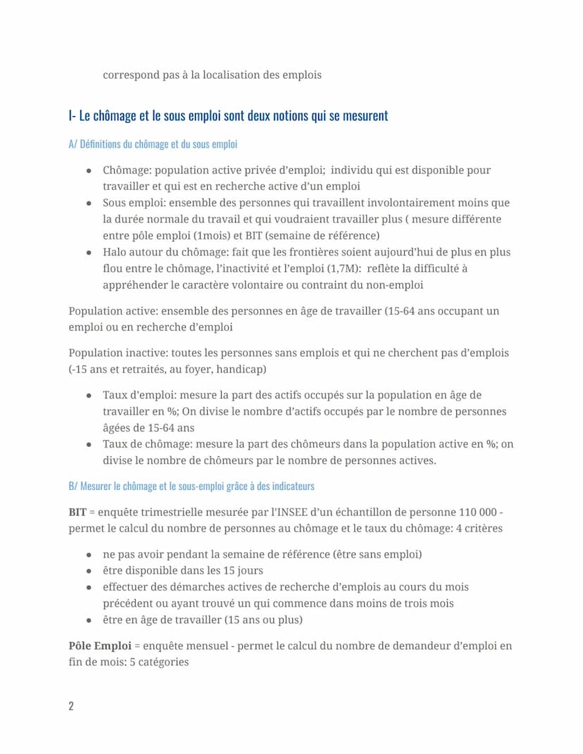 OBJECTIFS D'APPRENTISSAGES
Savoir définir le chômage et le sous-emploi et connaître les indicateurs de taux de chômage et de
taux d'emploi.
