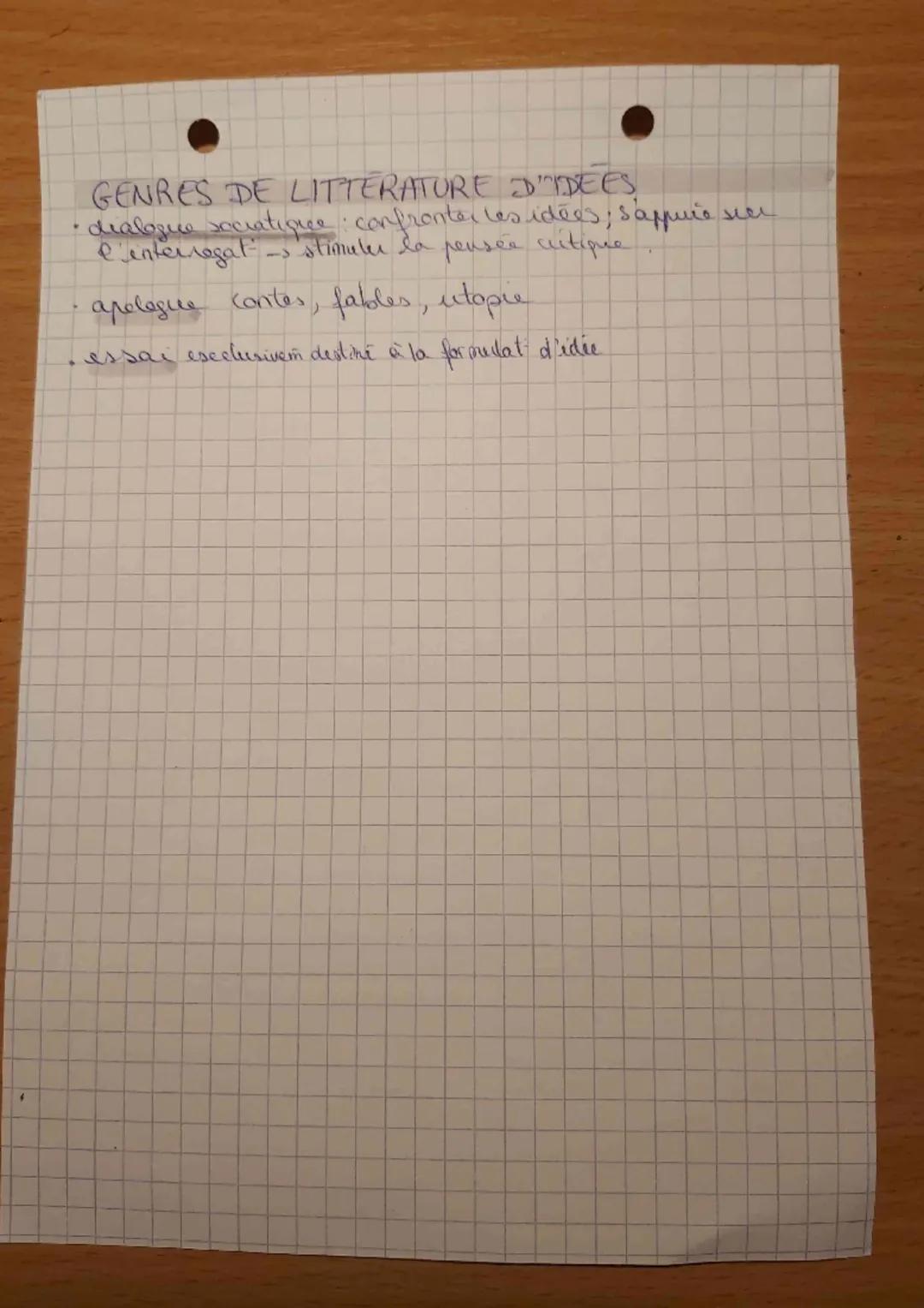 Commentaire Litt. d'idee
# ARGUMENTS
•esepérience défendre l'idée que l'expérience est la meilleure
penne (incontestable)"
• autorite autori