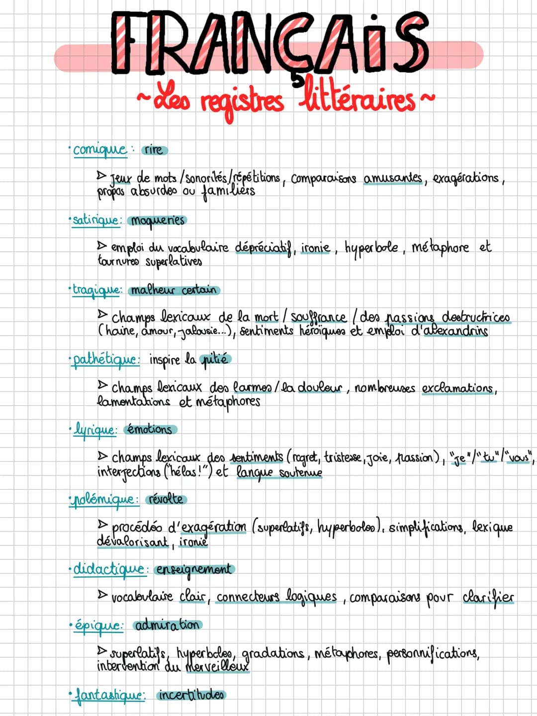 Les registres littéraires 