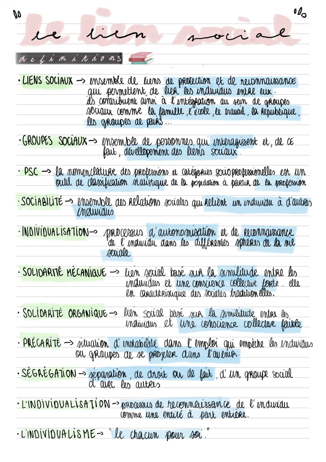 "le lien
هد
ocial
definitions
· LIENS SOCIAUX -> ensemble de liens de protection et de reconnaissance
qui permettent de lier les individus e