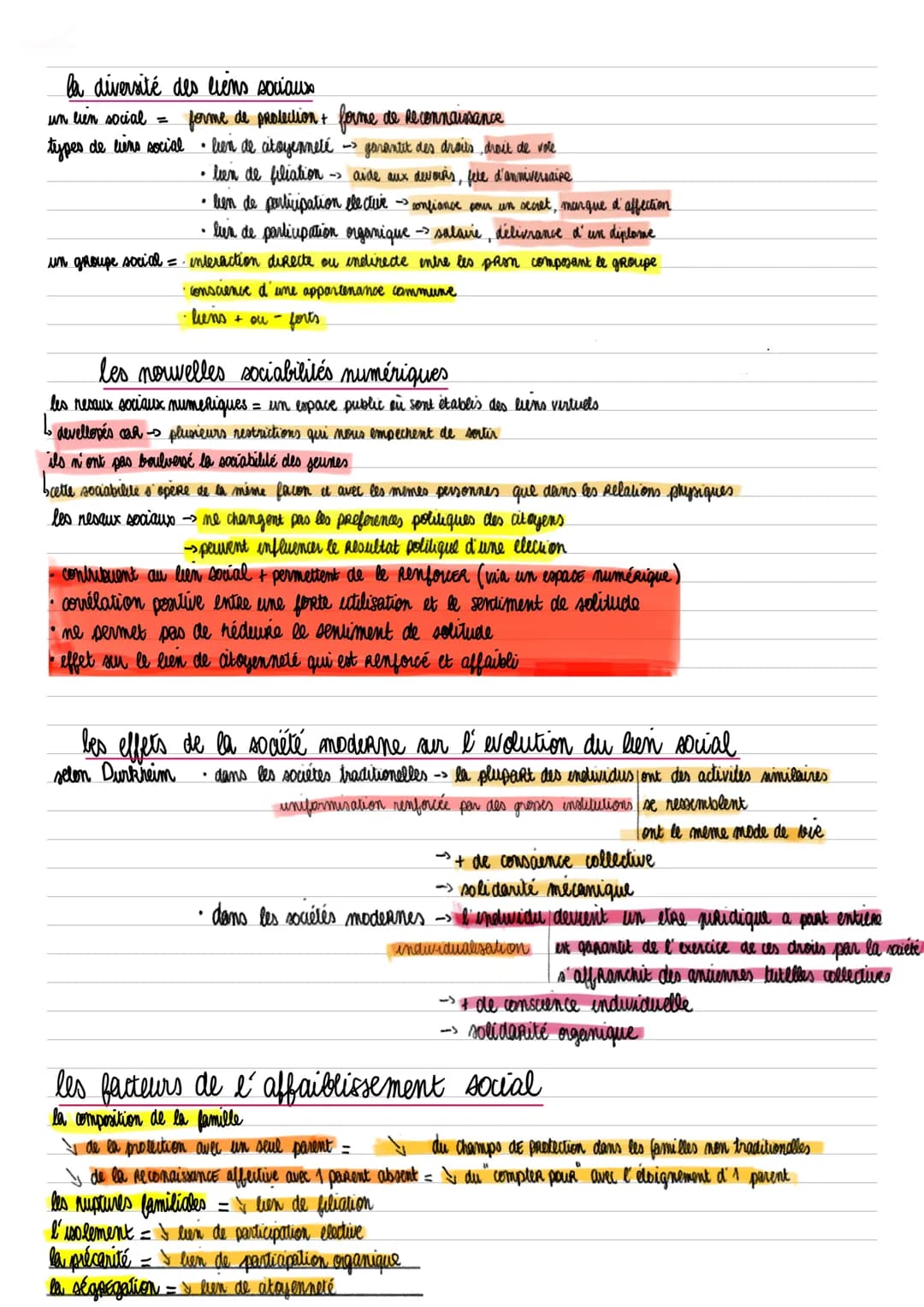 "le lien
هد
ocial
definitions
· LIENS SOCIAUX -> ensemble de liens de protection et de reconnaissance
qui permettent de lier les individus e