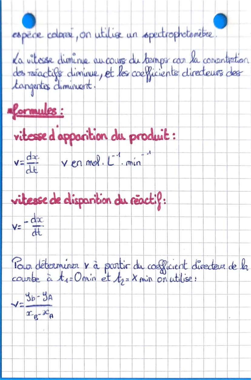 CHIMIE
Cinétique Chimique
Definitions:
Un catalyseur est une mollécule qui ne va pass
intervenir dans le bilan, mais va augmenter la
vitesse