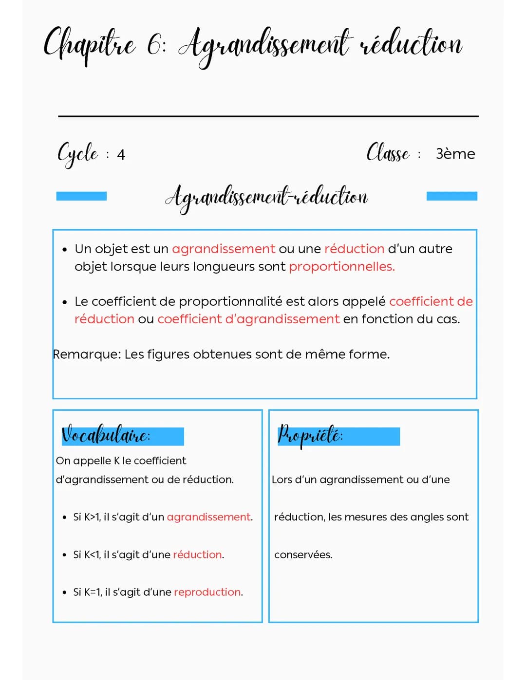 CHAPITRE 6: AGRANDISSEMENT REDUCTION
