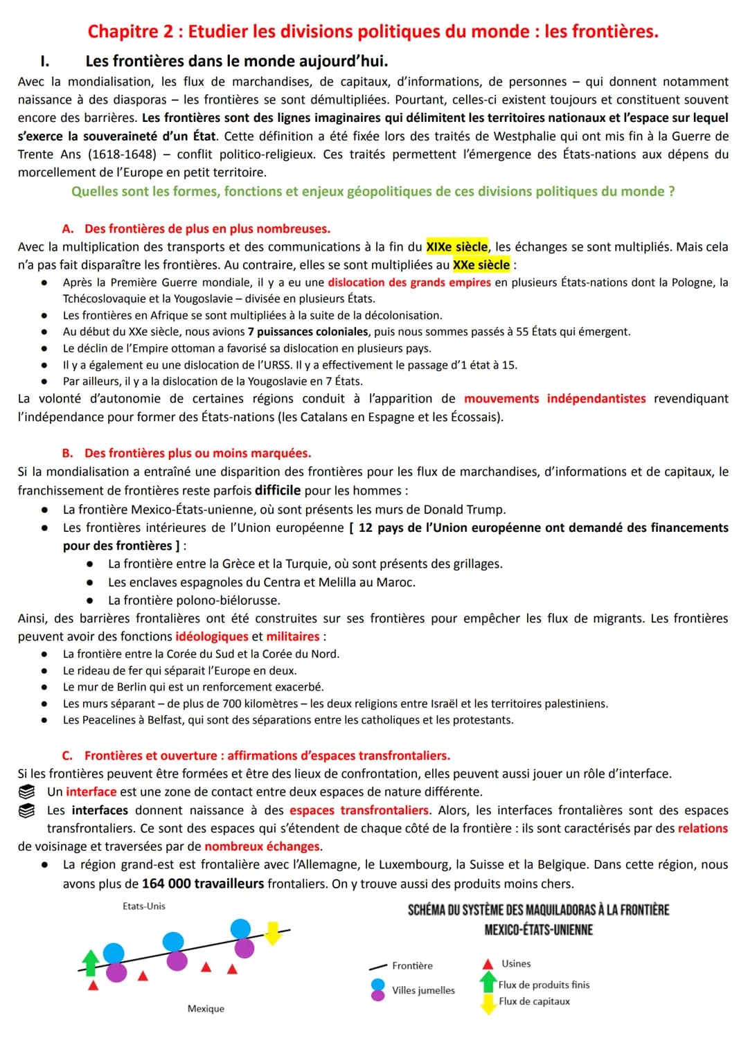 Chapitre 2 : Etudier les divisions politiques du monde : les frontières.
I.
Les frontières dans le monde aujourd'hui.
Avec la mondialisation