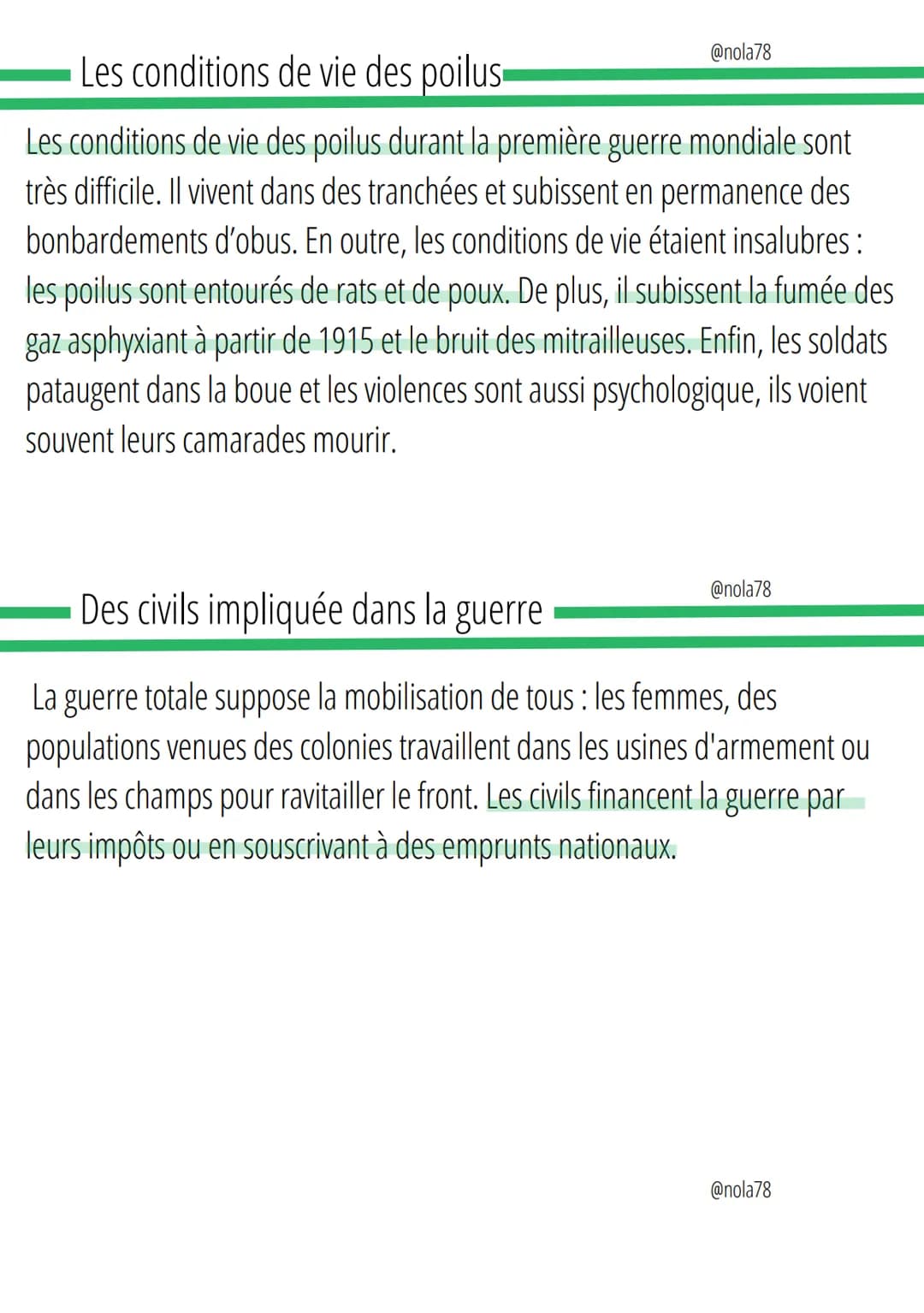Définition
Histoire
@nola78
Guerre des tranchée:
phase de la guerre où les combattants snabritent dans des lignes creusées
dans les d'OL et 