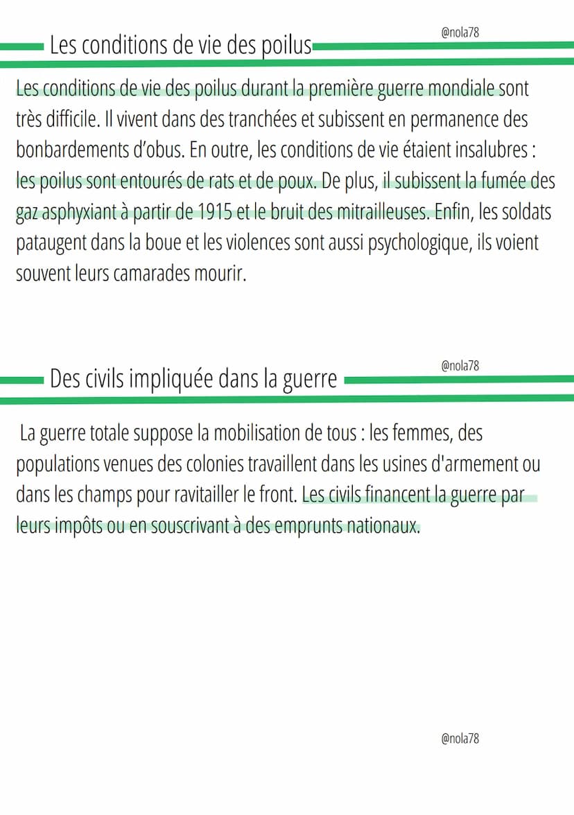 Définition
Histoire
@nola78
Guerre des tranchée:
phase de la guerre où les combattants snabritent dans des lignes creusées
dans les d'OL et 