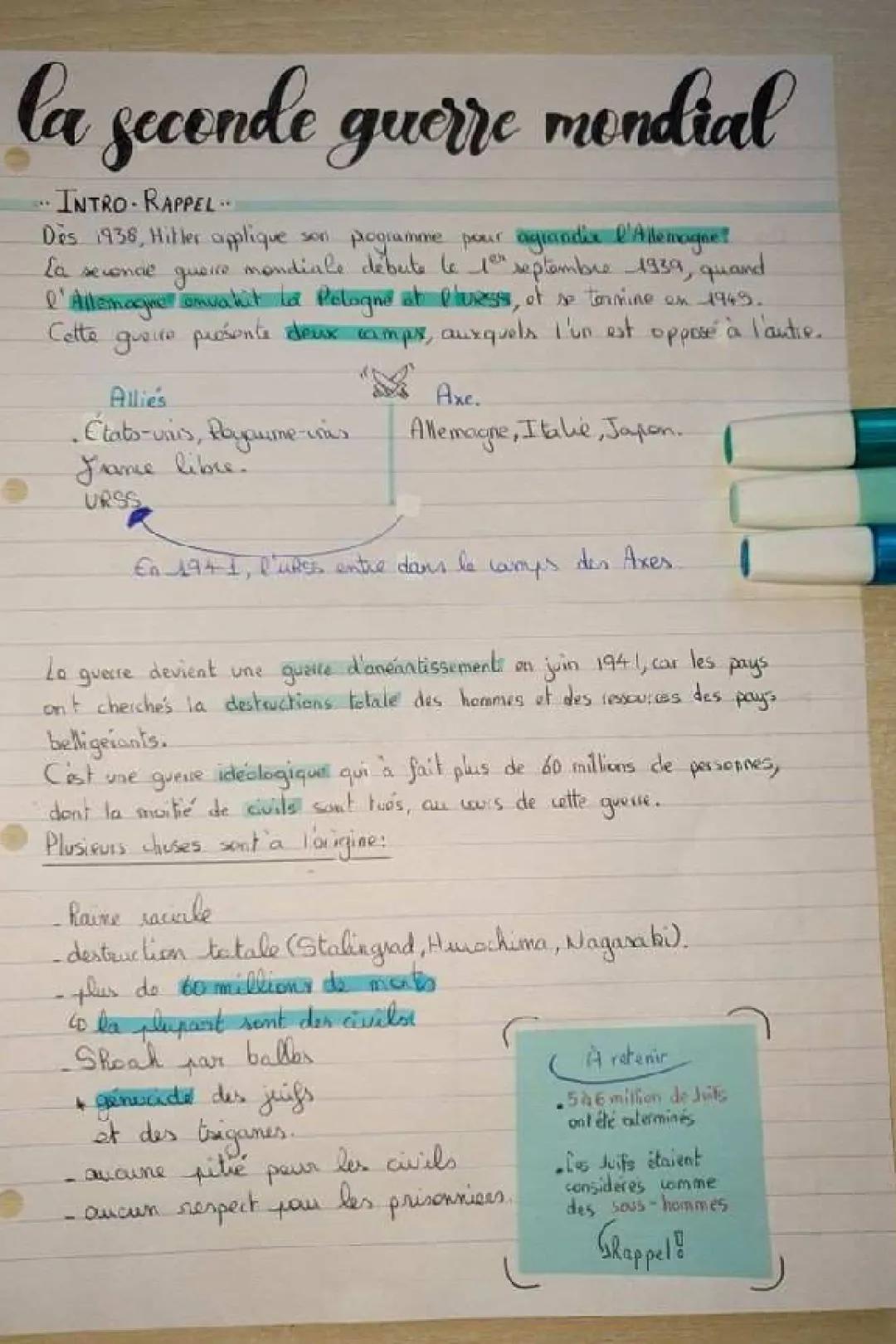 Fiche de Révision Seconde Guerre mondiale 3ème et Terminale PDF - Résumés et Dates