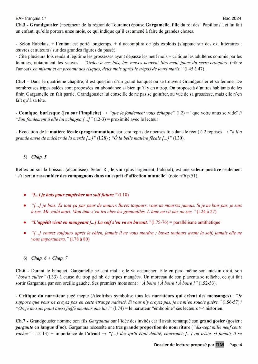 EAF français 1re
LITT. IDÉES XVIe au XVIII°
GARGANTUA (François RABELAIS) éditions Hatier Classiques & Cie lycée (2021)
Parcours : « rire et