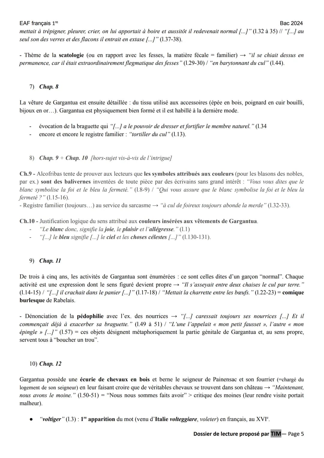 EAF français 1re
LITT. IDÉES XVIe au XVIII°
GARGANTUA (François RABELAIS) éditions Hatier Classiques & Cie lycée (2021)
Parcours : « rire et