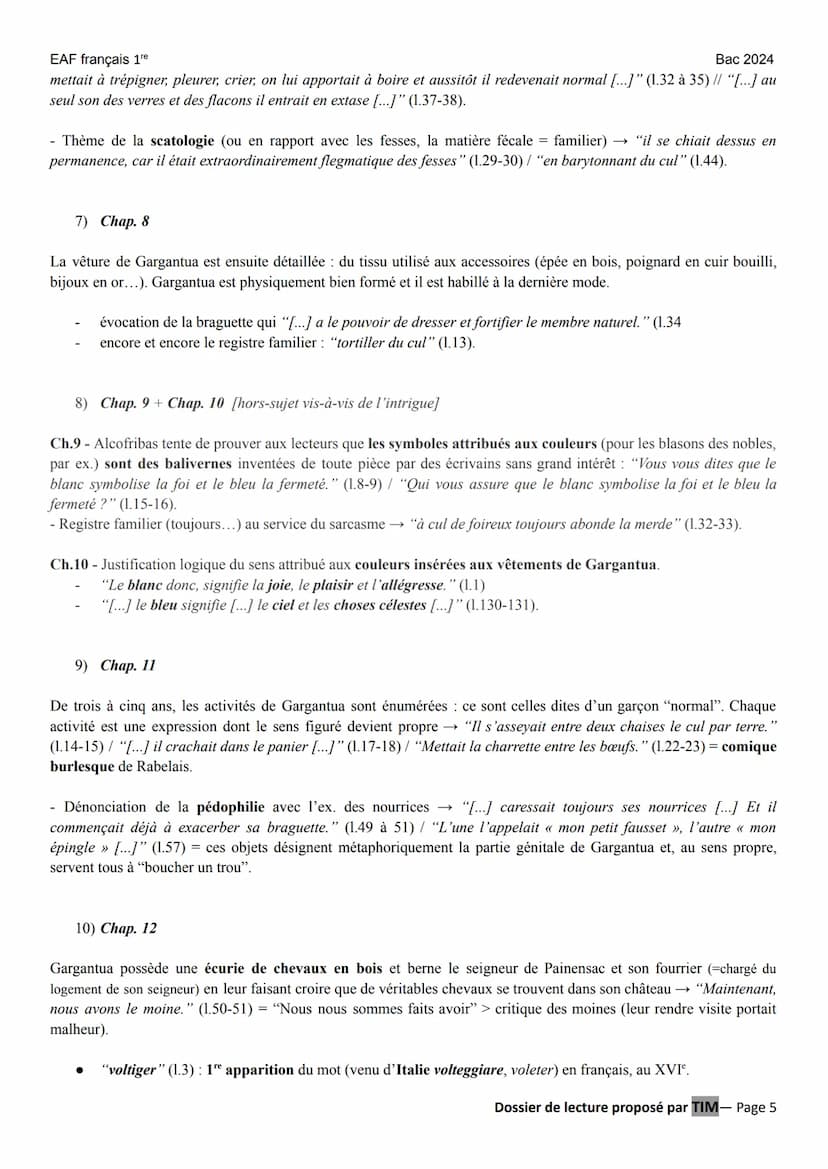 EAF français 1re
LITT. IDÉES XVIe au XVIII°
GARGANTUA (François RABELAIS) éditions Hatier Classiques & Cie lycée (2021)
Parcours : « rire et