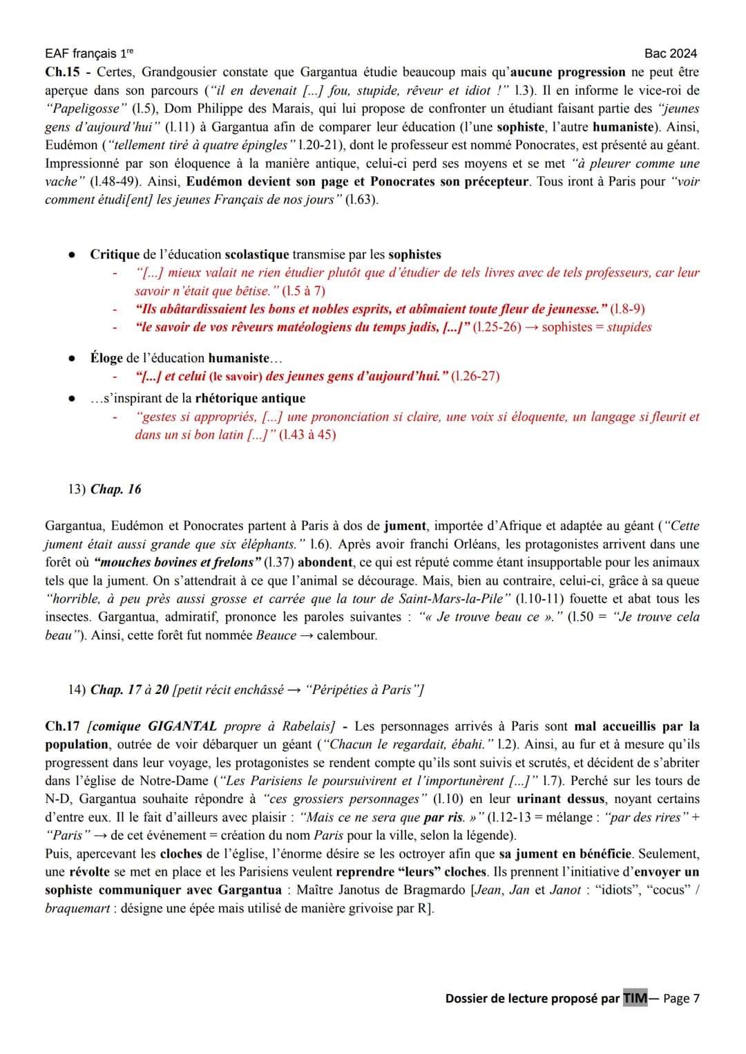 EAF français 1re
LITT. IDÉES XVIe au XVIII°
GARGANTUA (François RABELAIS) éditions Hatier Classiques & Cie lycée (2021)
Parcours : « rire et